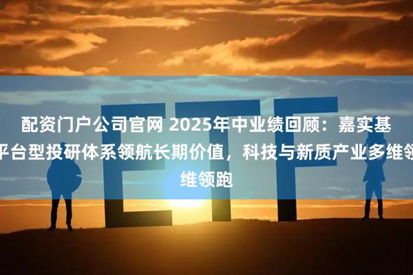 配资门户公司官网 2025年中业绩回顾：嘉实基金平台型投研体系领航长期价值，科技与新质产业多维领跑
