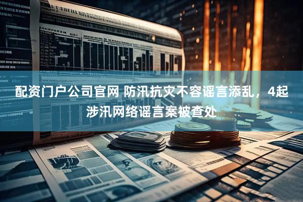 配资门户公司官网 防汛抗灾不容谣言添乱，4起涉汛网络谣言案被查处